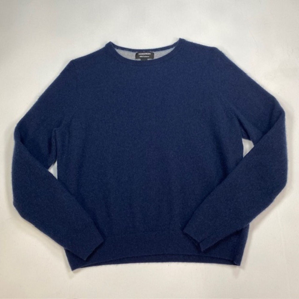 Nordstrom 100% Cashmere Crewneck Sweater Navy Blue 2XL NO455884MN Men's READ
